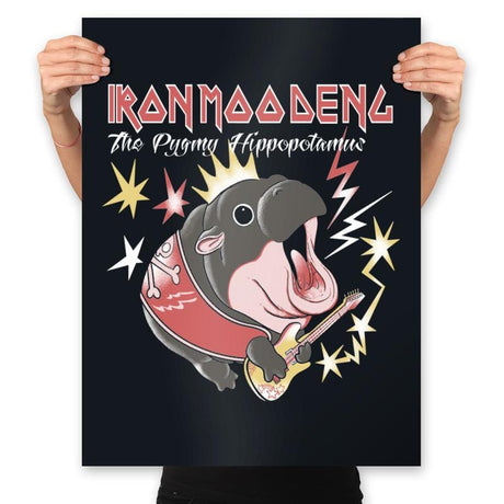 Iron Moo Deng - Prints Posters RIPT Apparel 18x24 / Black