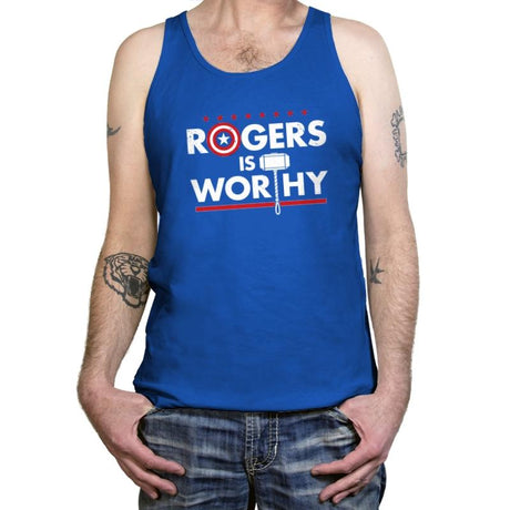 Is Worthy - Tanktop Tanktop RIPT Apparel X-Small / True Royal
