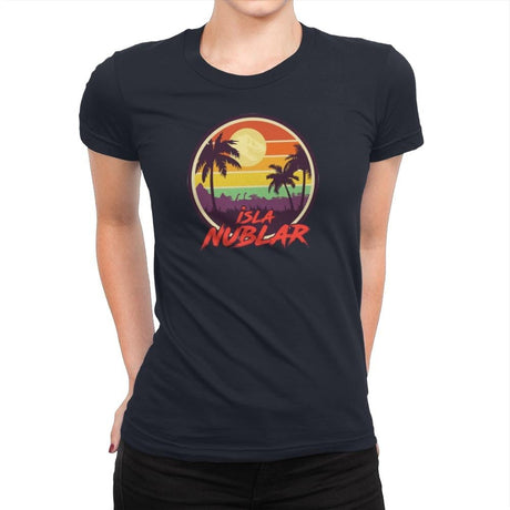 Isla Nublar Holiday - Womens Premium T-Shirts RIPT Apparel Small / Midnight Navy