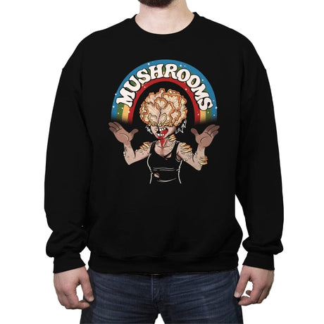 It's About Mushrooms - Crew Neck Sweatshirt Crew Neck Sweatshirt RIPT Apparel Small / Black