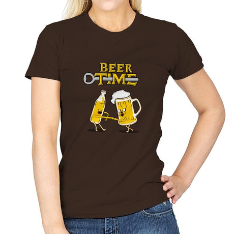 It's Beer Time - Womens T-Shirts RIPT Apparel Small / Dark Chocolate