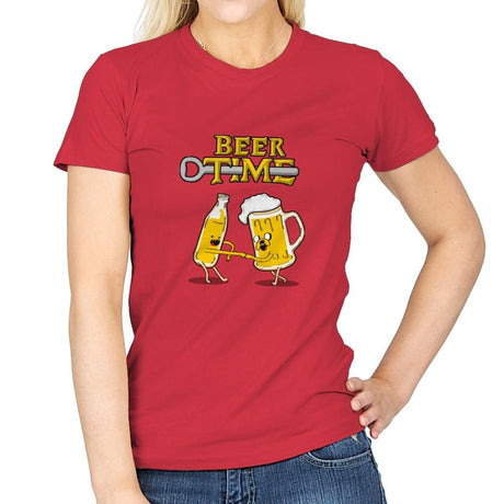 It's Beer Time - Womens T-Shirts RIPT Apparel Small / Red