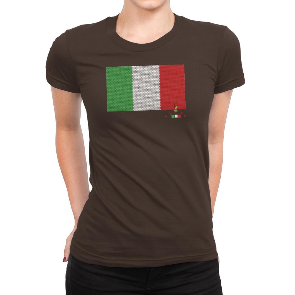 Italy Brick Flag Exclusive - Womens Premium T-Shirts RIPT Apparel Small / Dark Chocolate