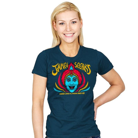 Jambi Speaks - Womens T-Shirts RIPT Apparel Small / Indigo
