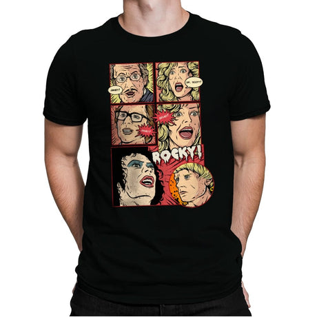 Janet, Dr. Scott, Janet, Brad, Rocky! - Mens Premium T-Shirts RIPT Apparel Small / Black