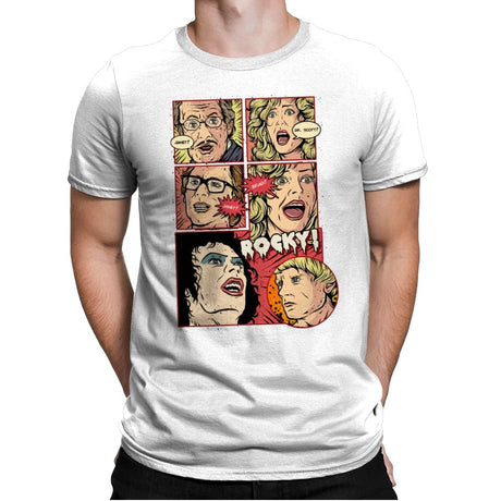 Janet, Dr. Scott, Janet, Brad, Rocky! - Mens Premium T-Shirts RIPT Apparel Small / White