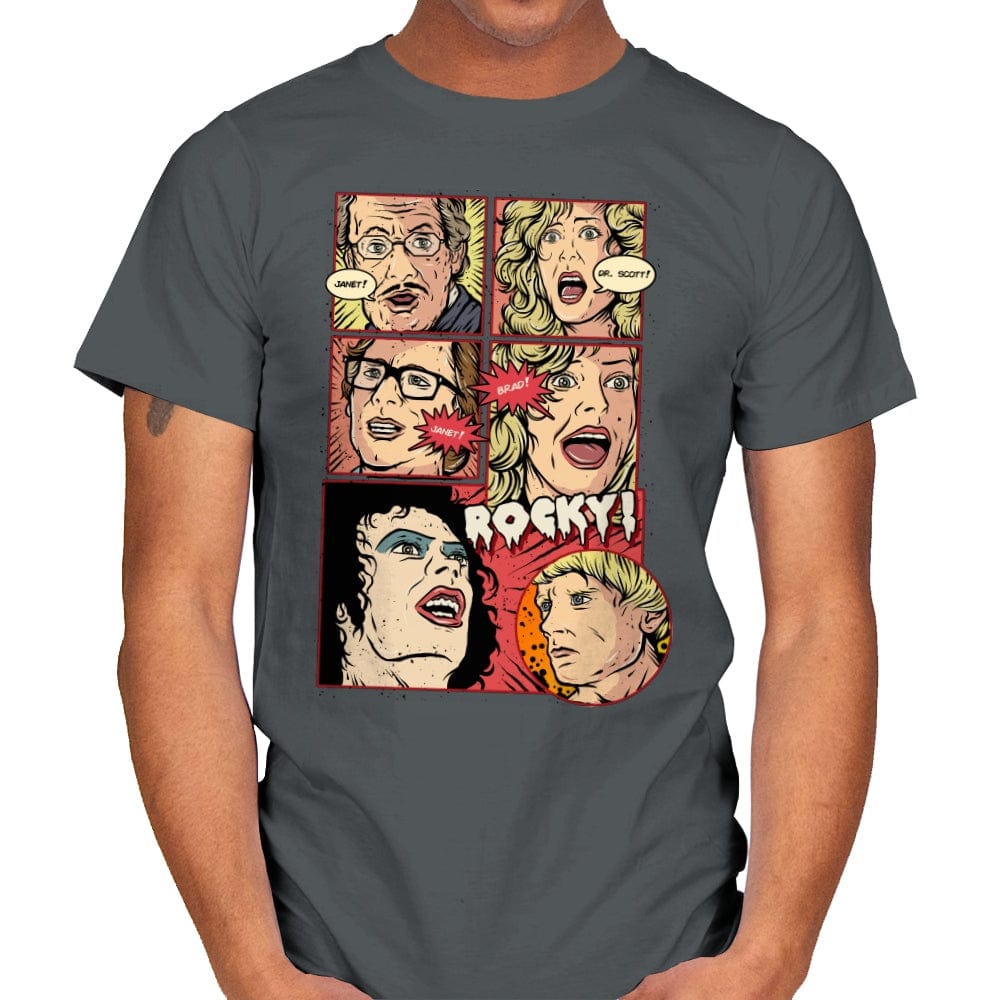 Janet, Dr. Scott, Janet, Brad, Rocky! - Mens T-Shirts RIPT Apparel Small / Charcoal
