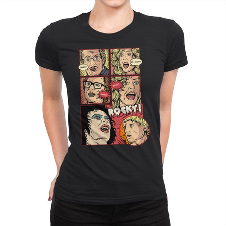 Janet, Dr. Scott, Janet, Brad, Rocky! - Womens Premium T-Shirts RIPT Apparel Small / Black