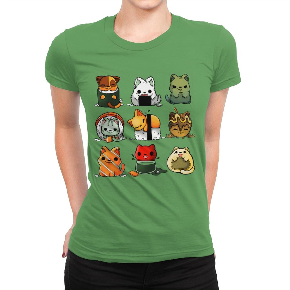 Japan Food Kittens - Womens Premium T-Shirts RIPT Apparel Small / Kelly