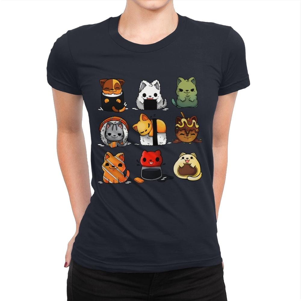 Japan Food Kittens - Womens Premium T-Shirts RIPT Apparel Small / Midnight Navy