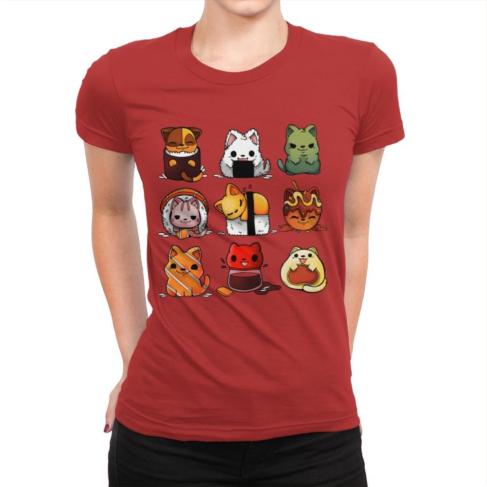 Japan Food Kittens - Womens Premium T-Shirts RIPT Apparel Small / Red