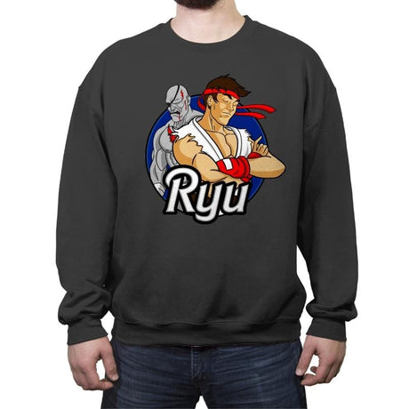 Japanese Fighter - Crew Neck Sweatshirt Crew Neck Sweatshirt RIPT Apparel Small / Charcoal
