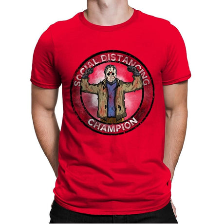 Jason Social Distance Champion - Mens Premium T-Shirts RIPT Apparel Small / Red