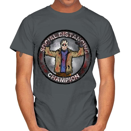 Jason Social Distance Champion - Mens T-Shirts RIPT Apparel Small / Charcoal