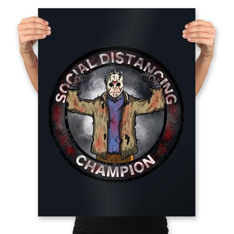 Jason Social Distance Champion - Prints Posters RIPT Apparel 18x24 / Black