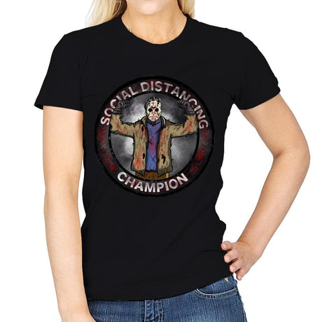 Jason Social Distance Champion - Womens T-Shirts RIPT Apparel Small / Black