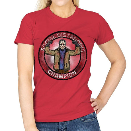 Jason Social Distance Champion - Womens T-Shirts RIPT Apparel Small / Red
