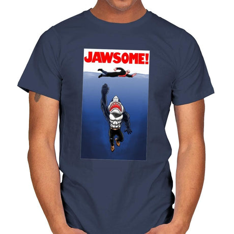 Jawsome Dude - Mens T-Shirts RIPT Apparel Small / Navy
