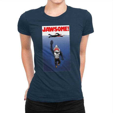 Jawsome Dude - Womens Premium T-Shirts RIPT Apparel Small / Midnight Navy
