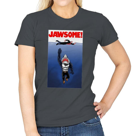 Jawsome Dude - Womens T-Shirts RIPT Apparel Small / Charcoal