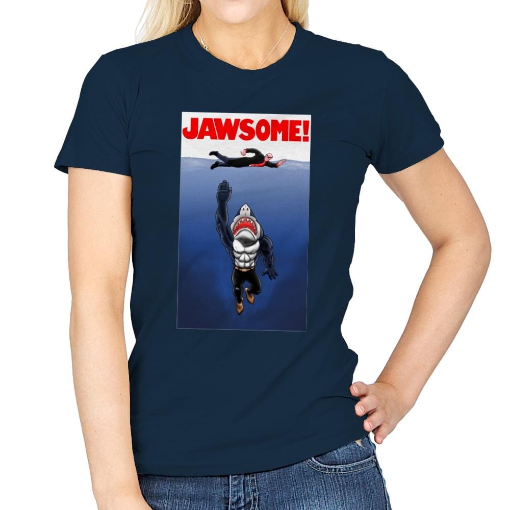 Jawsome Dude - Womens T-Shirts RIPT Apparel Small / Navy