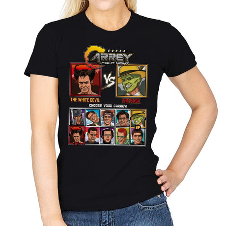Jim Carrey Fight Night - Retro Fighter Series - Womens T-Shirts RIPT Apparel Small / Black