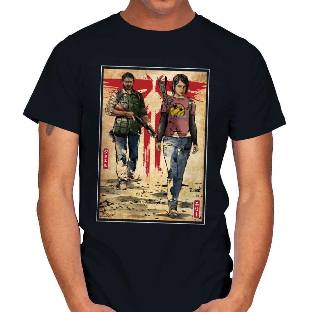 Joel and Ellie Woodblock - Mens T-Shirts RIPT Apparel Small / Black