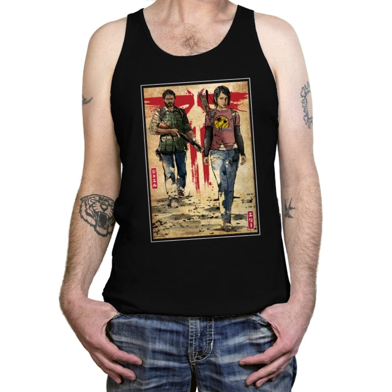 Joel and Ellie Woodblock - Tanktop Tanktop RIPT Apparel X-Small / Black