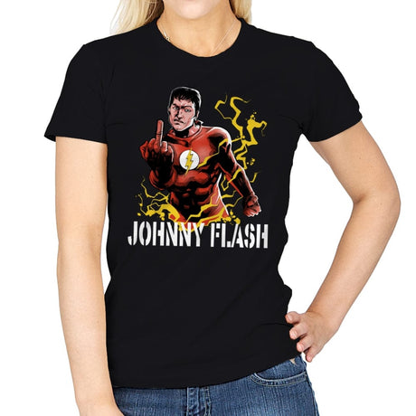 Johnny Flash - Womens T-Shirts RIPT Apparel Small / Black
