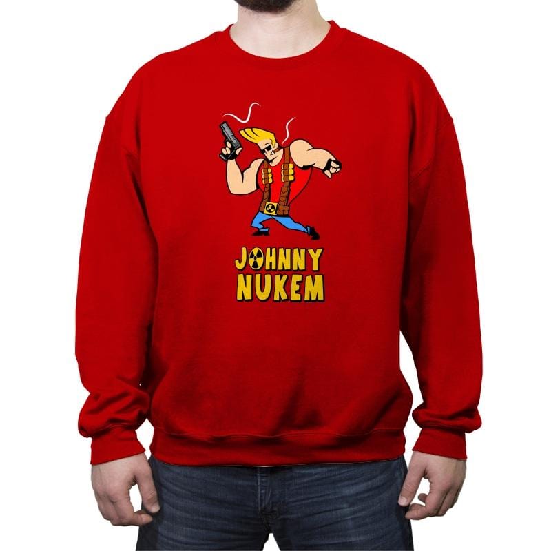 Johnny Nukem - Crew Neck Sweatshirt Crew Neck Sweatshirt RIPT Apparel Small / Red