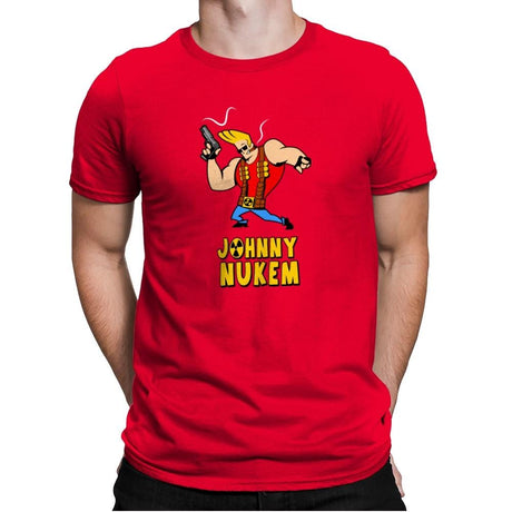 Johnny Nukem - Mens Premium T-Shirts RIPT Apparel Small / Red