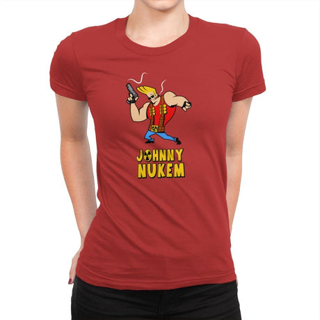 Johnny Nukem - Womens Premium T-Shirts RIPT Apparel Small / Red