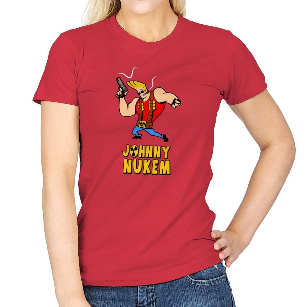 Johnny Nukem - Womens T-Shirts RIPT Apparel Small / Red