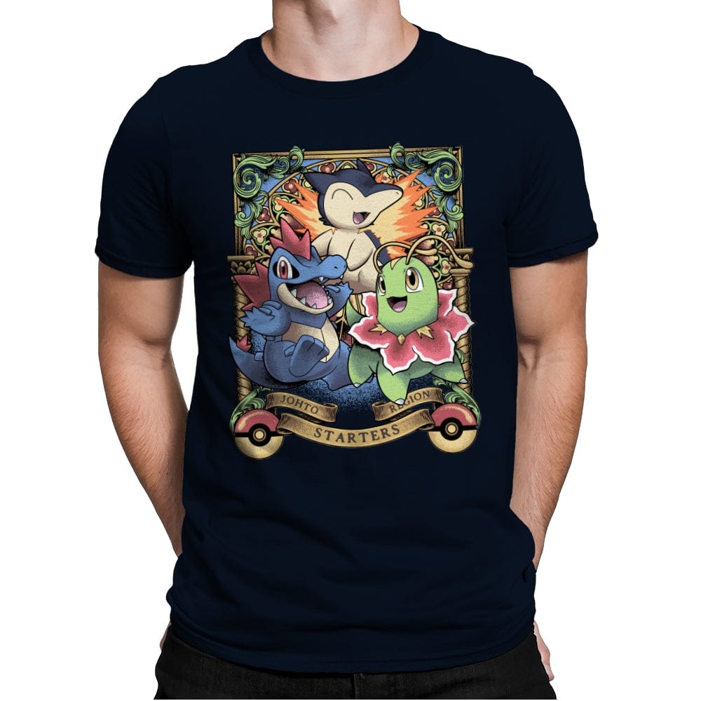 Johto Starters - Mens Premium T-Shirts RIPT Apparel Small / Midnight Navy