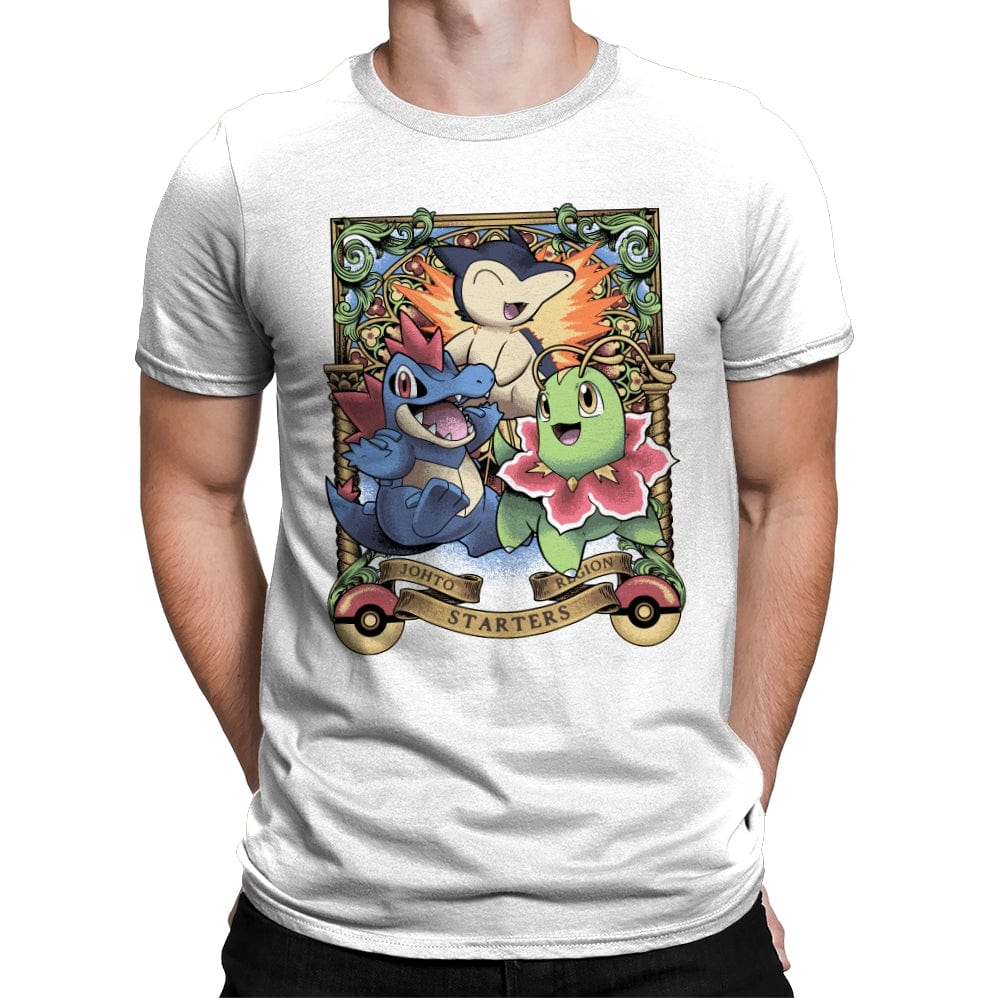 Johto Starters - Mens Premium T-Shirts RIPT Apparel Small / White