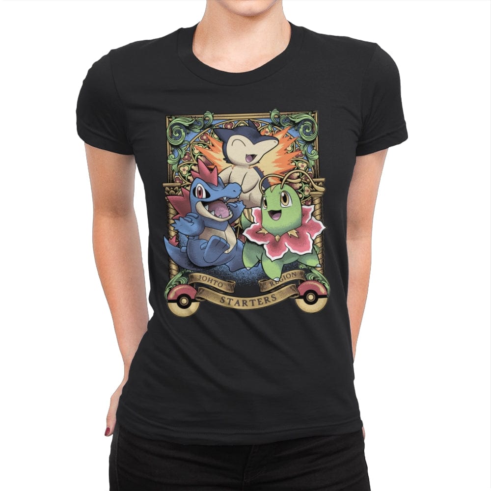 Johto Starters - Womens Premium T-Shirts RIPT Apparel Small / Black