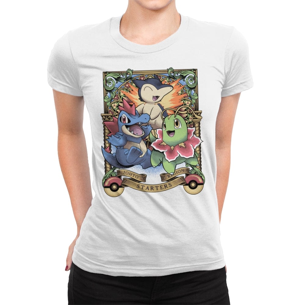 Johto Starters - Womens Premium T-Shirts RIPT Apparel Small / White