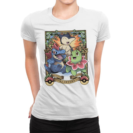 Johto Starters - Womens Premium T-Shirts RIPT Apparel Small / White