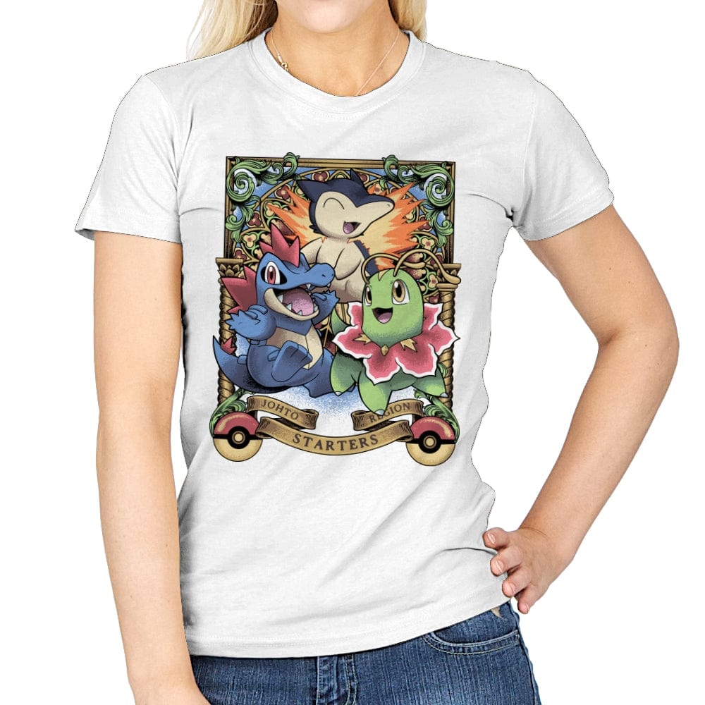 Johto Starters - Womens T-Shirts RIPT Apparel Small / White