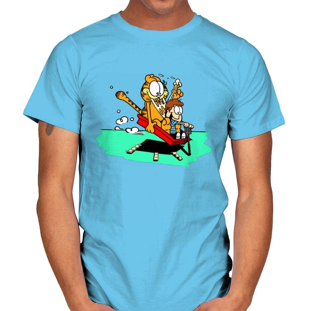 Jon and a Lasagna Lover - Mens T-Shirts RIPT Apparel Small / Sky