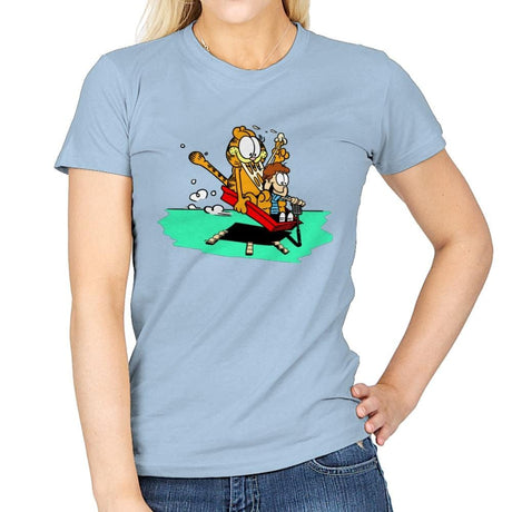 Jon and a Lasagna Lover - Womens T-Shirts RIPT Apparel Small / Light Blue
