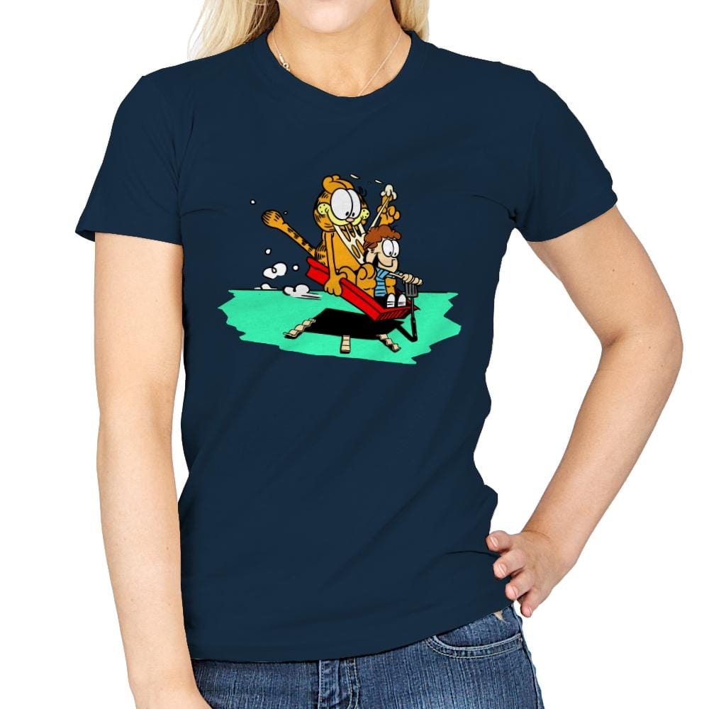 Jon and a Lasagna Lover - Womens T-Shirts RIPT Apparel Small / Navy