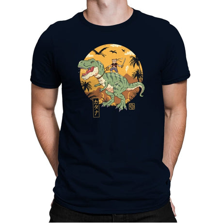 Jurassic Catana T-Rex - Mens Premium T-Shirts RIPT Apparel Small / Midnight Navy