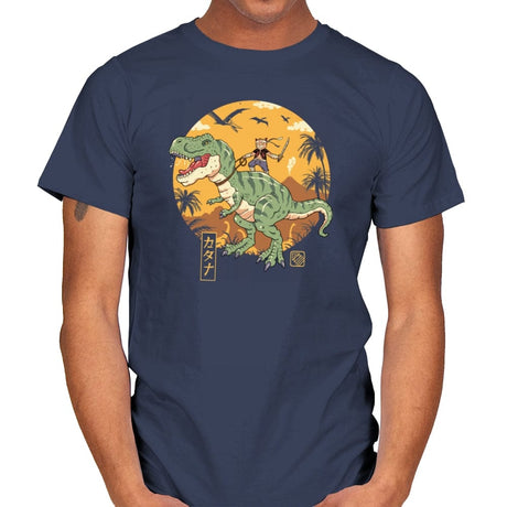 Jurassic Catana T-Rex - Mens T-Shirts RIPT Apparel Small / Navy