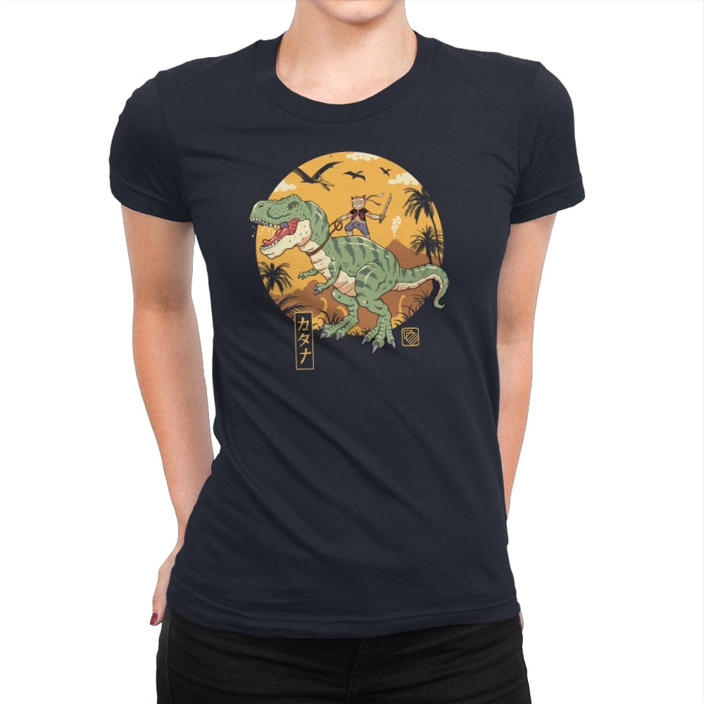 Jurassic Catana T-Rex - Womens Premium T-Shirts RIPT Apparel Small / Midnight Navy