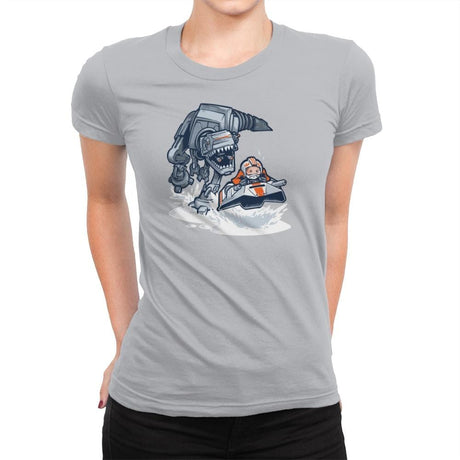 Jurassic Hoth - 80s Blaarg - Womens Premium T-Shirts RIPT Apparel Small / Silver
