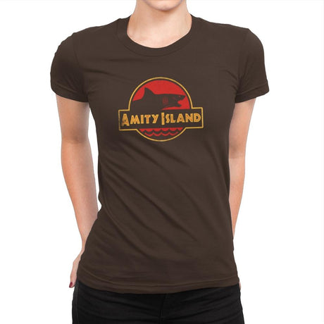 Jurassic Jaws - Womens Premium T-Shirts RIPT Apparel Small / Dark Chocolate