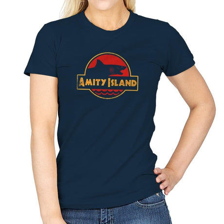 Jurassic Jaws - Womens T-Shirts RIPT Apparel Small / Navy