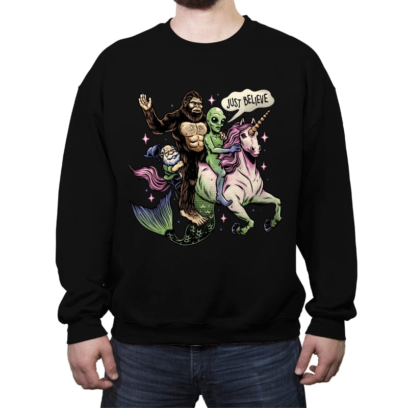Just Believe - Crew Neck Sweatshirt Crew Neck Sweatshirt RIPT Apparel Small / Black