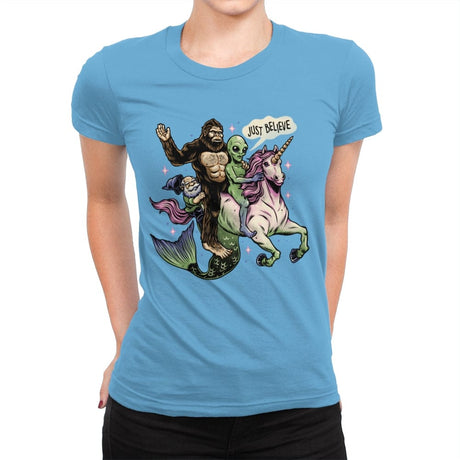 Just Believe - Womens Premium T-Shirts RIPT Apparel Small / Turquoise